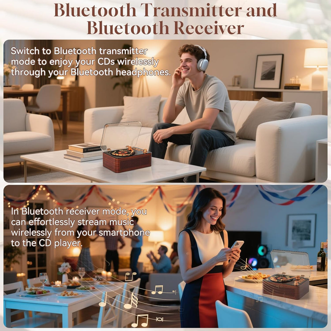 Gueray Tragbarer CD Player Bluetooth CD-Player mit Lautsprecher & Radio & Fernbedienung Unterstützt