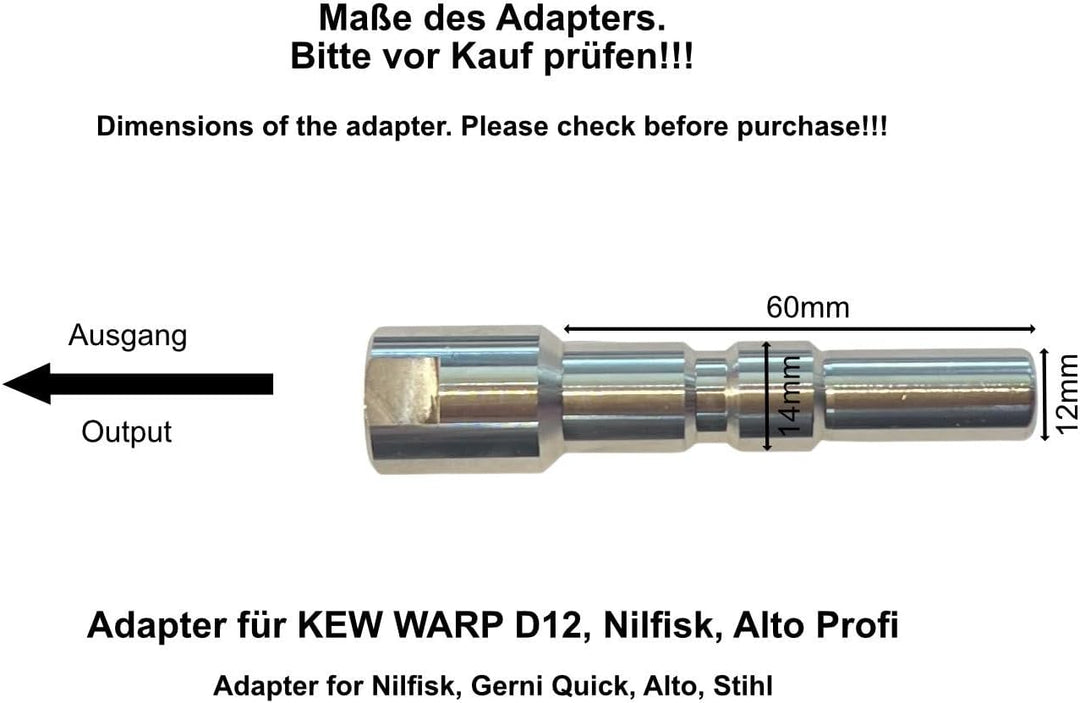 Adapter Kränzle D12 auf 1/4" IG Schnellkupplung – Edelstahl & Messing – 250 Bar Hochdruck Adapter –