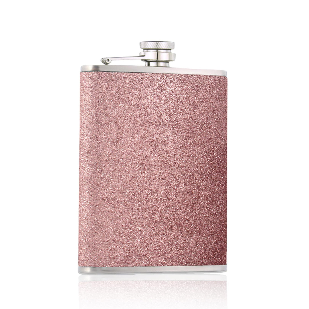 1x304 rosa 8Oz/240 ml Flachmann,Edelstahl-Flachmann für Damen,Flachmann mit Glitzer AuslaufsicherFla