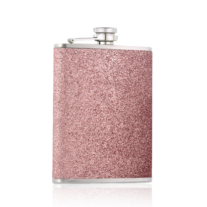 1x304 rosa 8Oz/240 ml Flachmann,Edelstahl-Flachmann für Damen,Flachmann mit Glitzer AuslaufsicherFla
