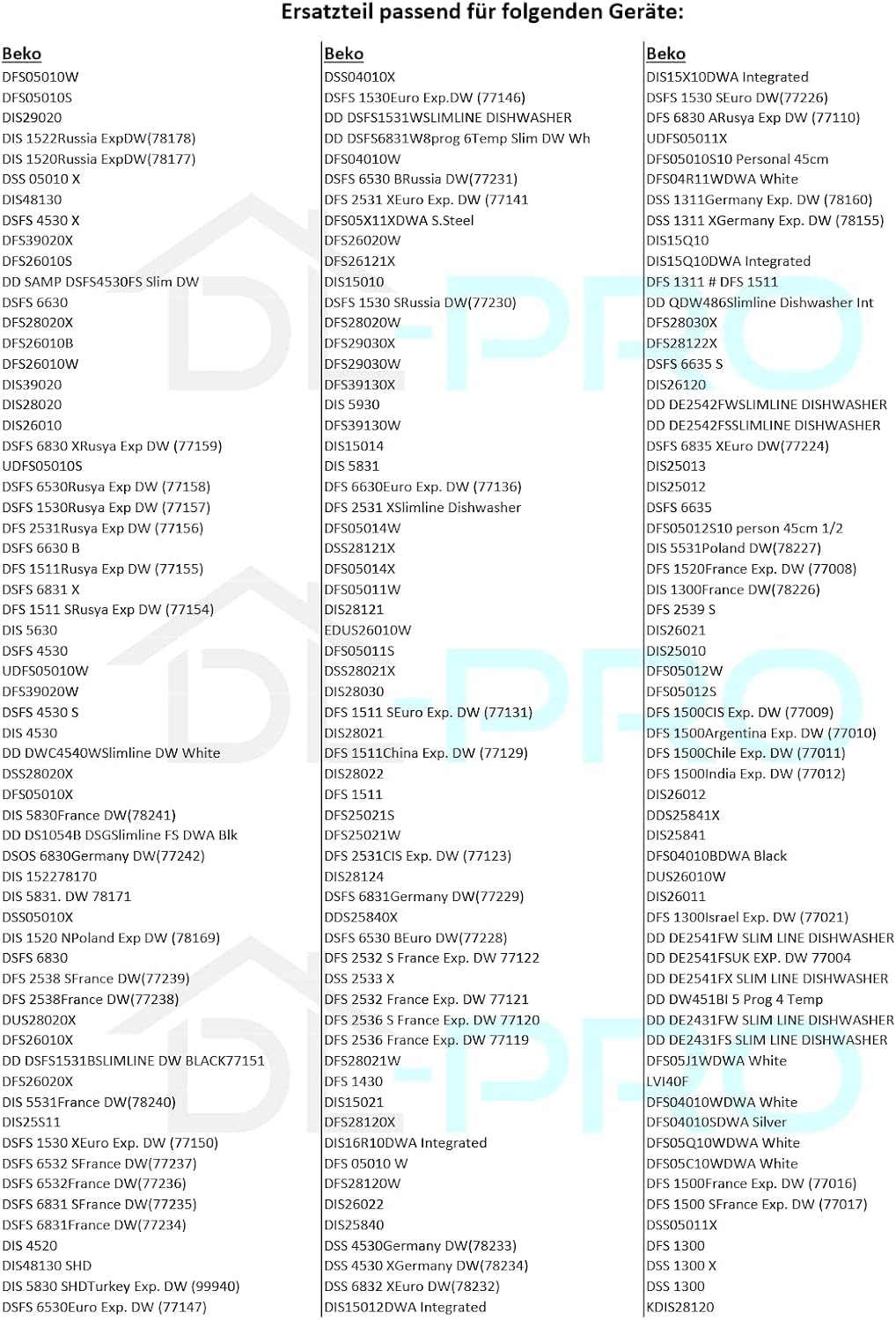 DL-pro Türdichtung für Beko 1749190200 dreiseitig 1625mm Dichtung Türgummi Gummidichtung Dichtungsgu