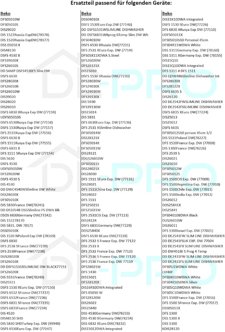 DL-pro Türdichtung für Beko 1749190200 dreiseitig 1625mm Dichtung Türgummi Gummidichtung Dichtungsgu