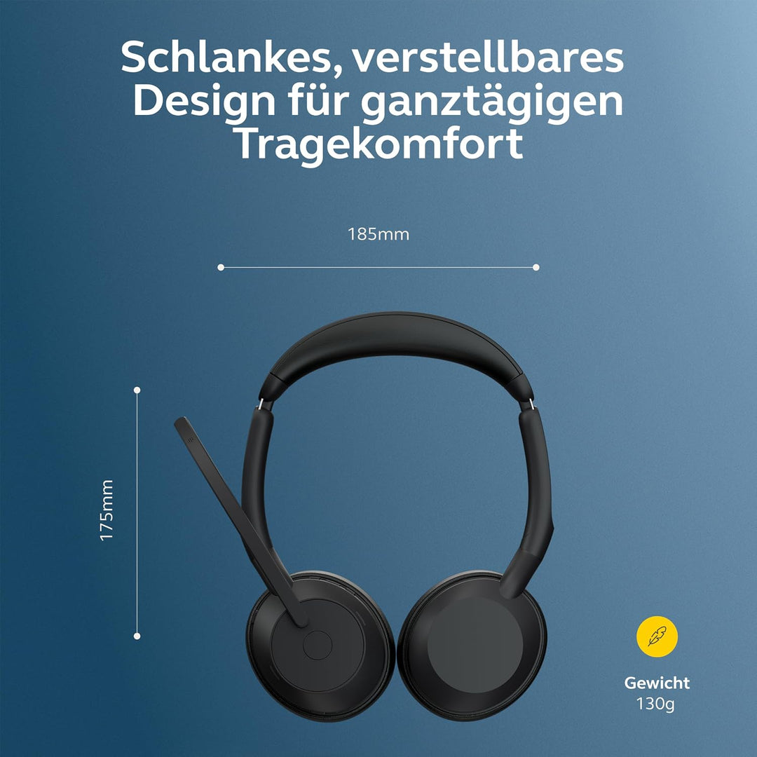 Jabra Evolve2 55 - schnurloses Stereo-Headset Air Comfort - Mikrofone mit Geräuschunterdrückung und