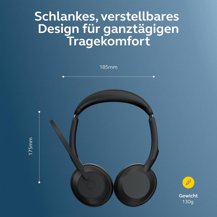 Jabra Evolve2 55 - schnurloses Stereo-Headset Air Comfort - Mikrofone mit Geräuschunterdrückung und