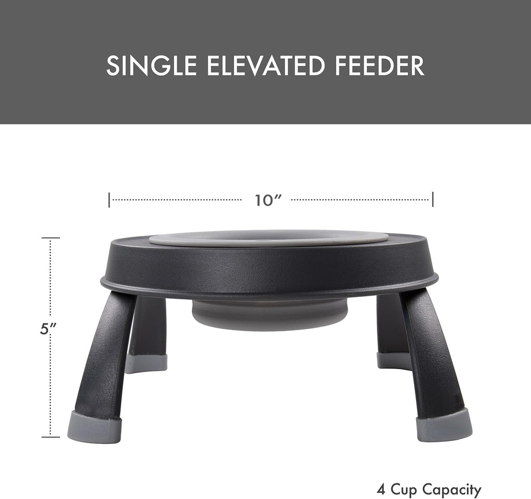 Dexas Pets Futternapf, erhöht, gross, 4 Tassen, Hellgrau Large/4 Cup Capacity Hellgrau, Large/4 Cup