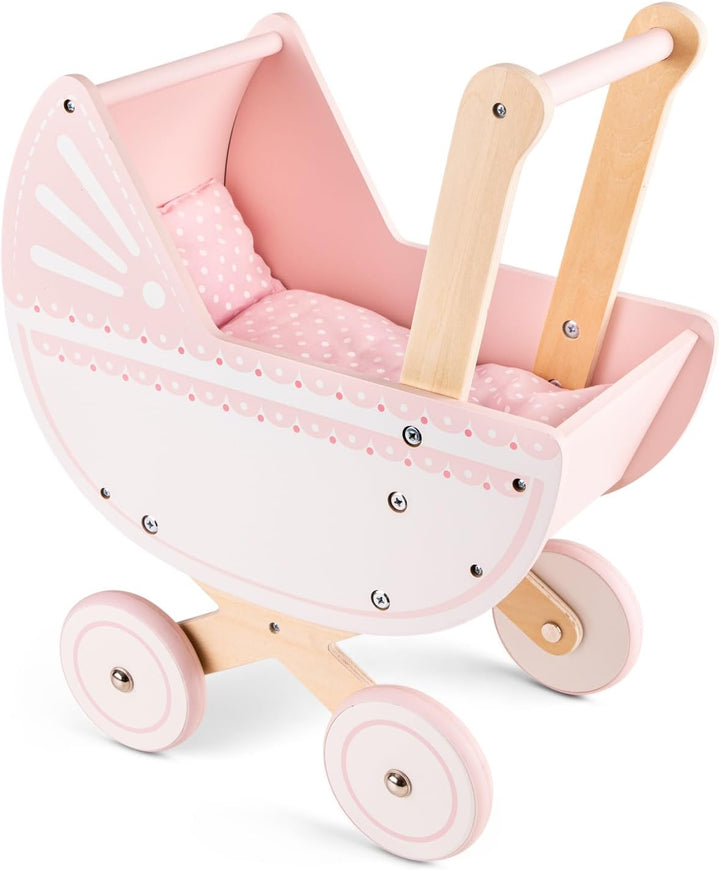 New Classic Toys Puppenwagen mit Bettzeug - Rosa Puppenwagen - Rosa, Puppenwagen - Rosa