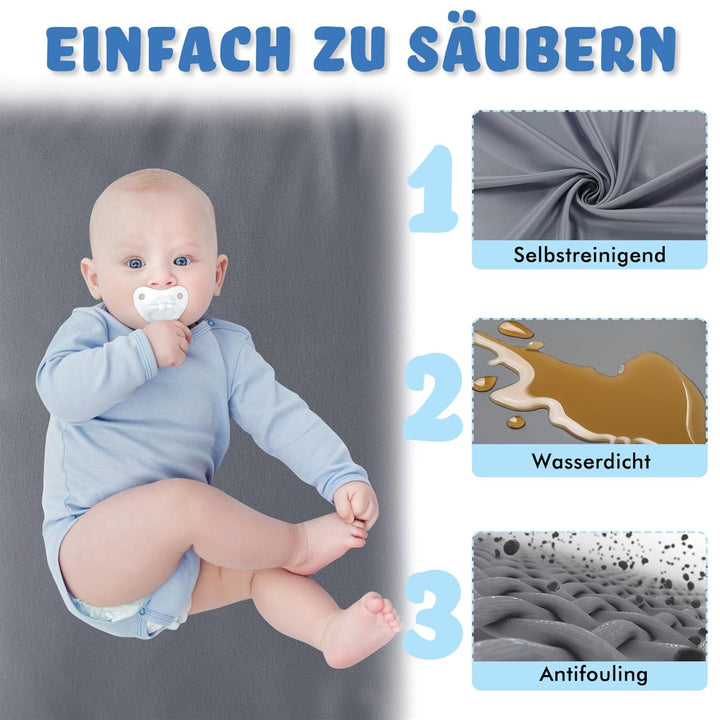 Aufun Laufstall Baby Laufgitter 300D Oxford Gewebe, mit Anti-Kollision Schaum Absperrgitter, Atmungs