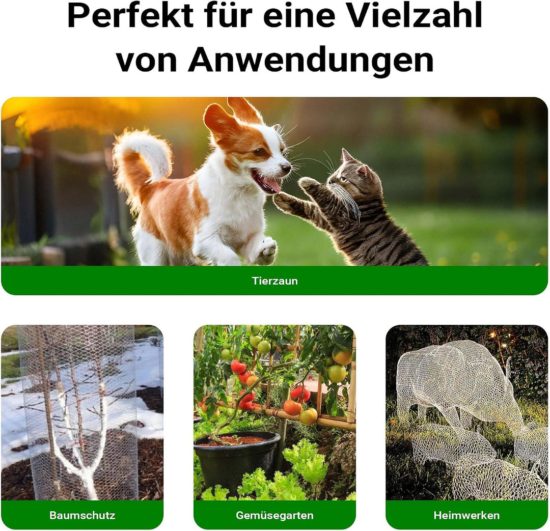 Wiltec Maschendrahtzaun Schwarz 1x5 m 100 cm Höhe 1,42 mm Stärke 25x25 mm Maschengrösse, Volierendra