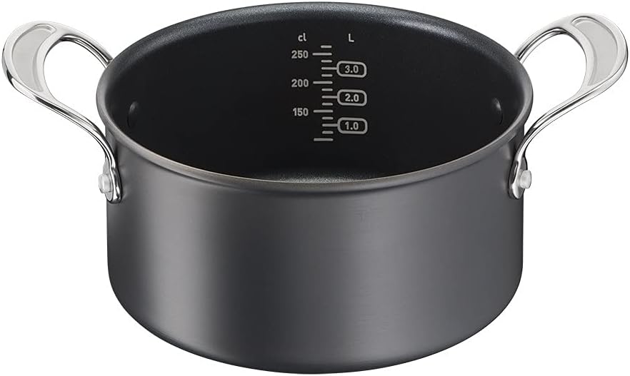 Tefal H9124644 Kochtopf, 24 cm, Jamie Oliver, harteloxiert, Aluminium, Schwarz 24cm Stewpot + Lid, 2