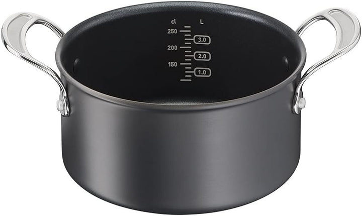 Tefal H9124644 Kochtopf, 24 cm, Jamie Oliver, harteloxiert, Aluminium, Schwarz 24cm Stewpot + Lid, 2