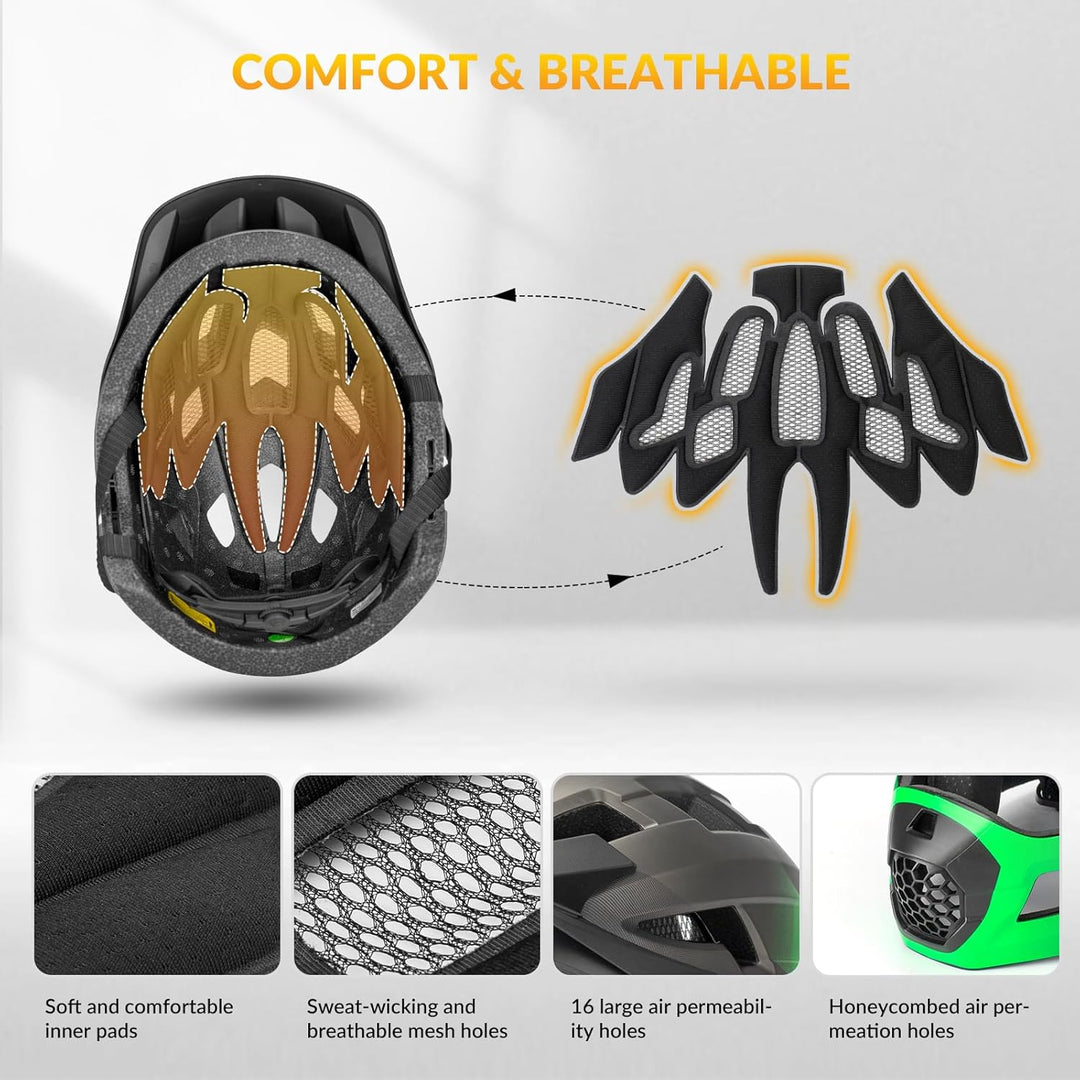 ROCKBROS Kinderhelm Integriert Fahrradhelm Kinder Jugend Fullface Helm mit Abnehmbarem Kinnschutz BM
