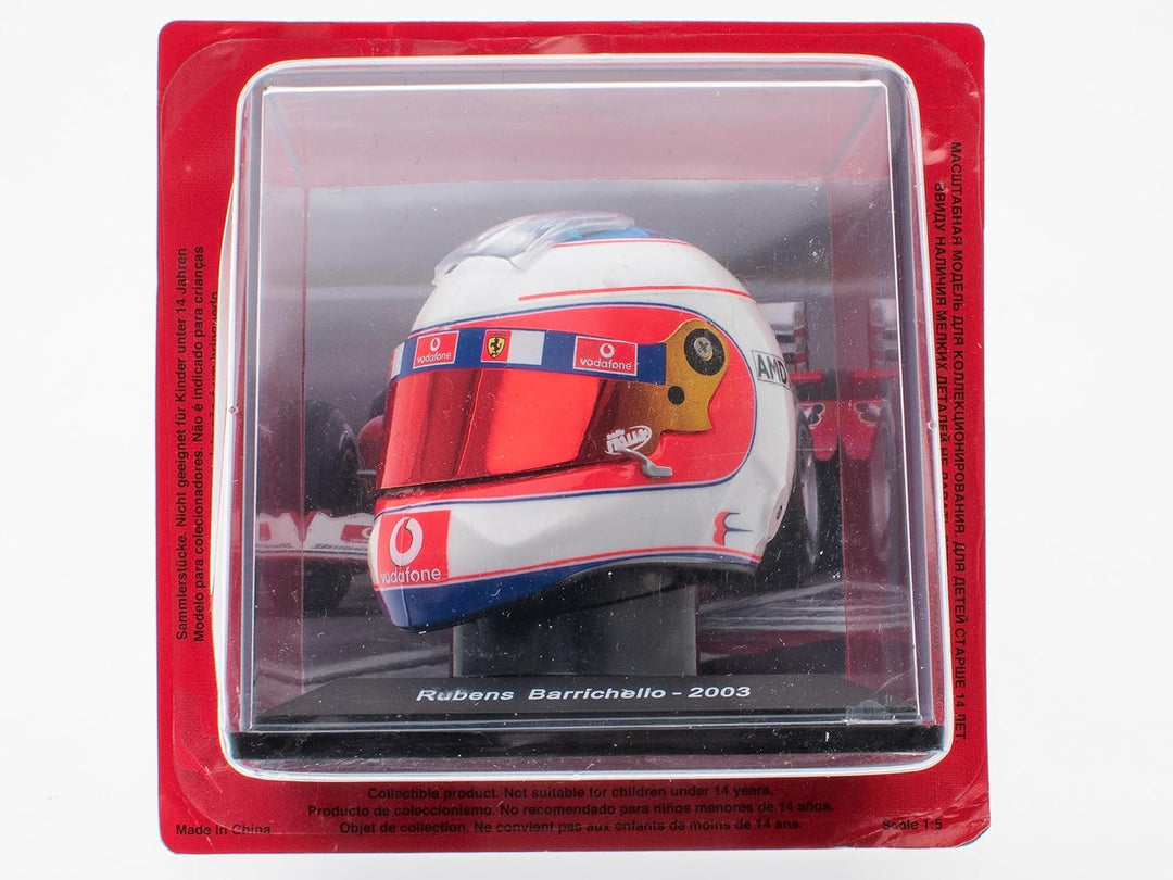 - Helmreproduktion im Massstab 1:5 des berühmten Ferrari F1-Formel-1-Fahrers: Rubens Barrichello – 2