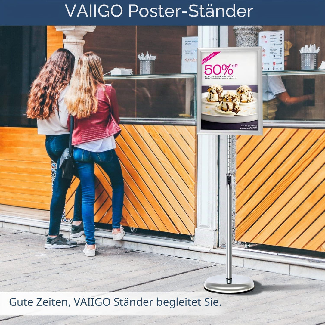 VAIIGO Infoständer Höhenverstellbar Aluminium DIN A3 Plakatständer Informationsständer Präsentations