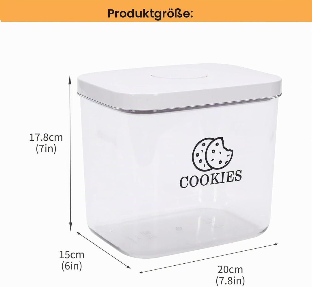 Keksdose mit Luftdichtem Deckel, BPA-freier Kunststoff Vorratsbehälter für Kekse, Brot, Bagels und D