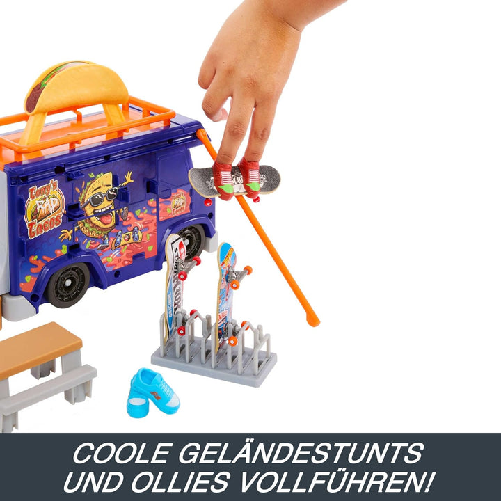 Hot Wheels Skate Taco-Truck Spielkoffer - Mit herausziehbarem Geländer für Coole Skate-Tricks, inklu