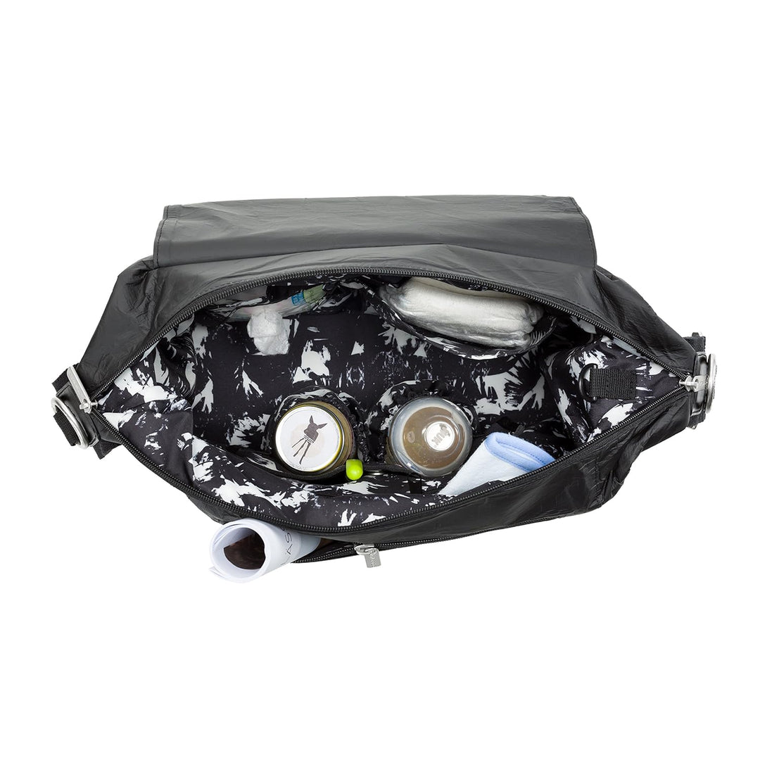 LÄSSIG Baby Wickeltasche Stylische nachhaltig Umhängetasche inkl. Zubehör / Messenger Bag Tyvek, sch