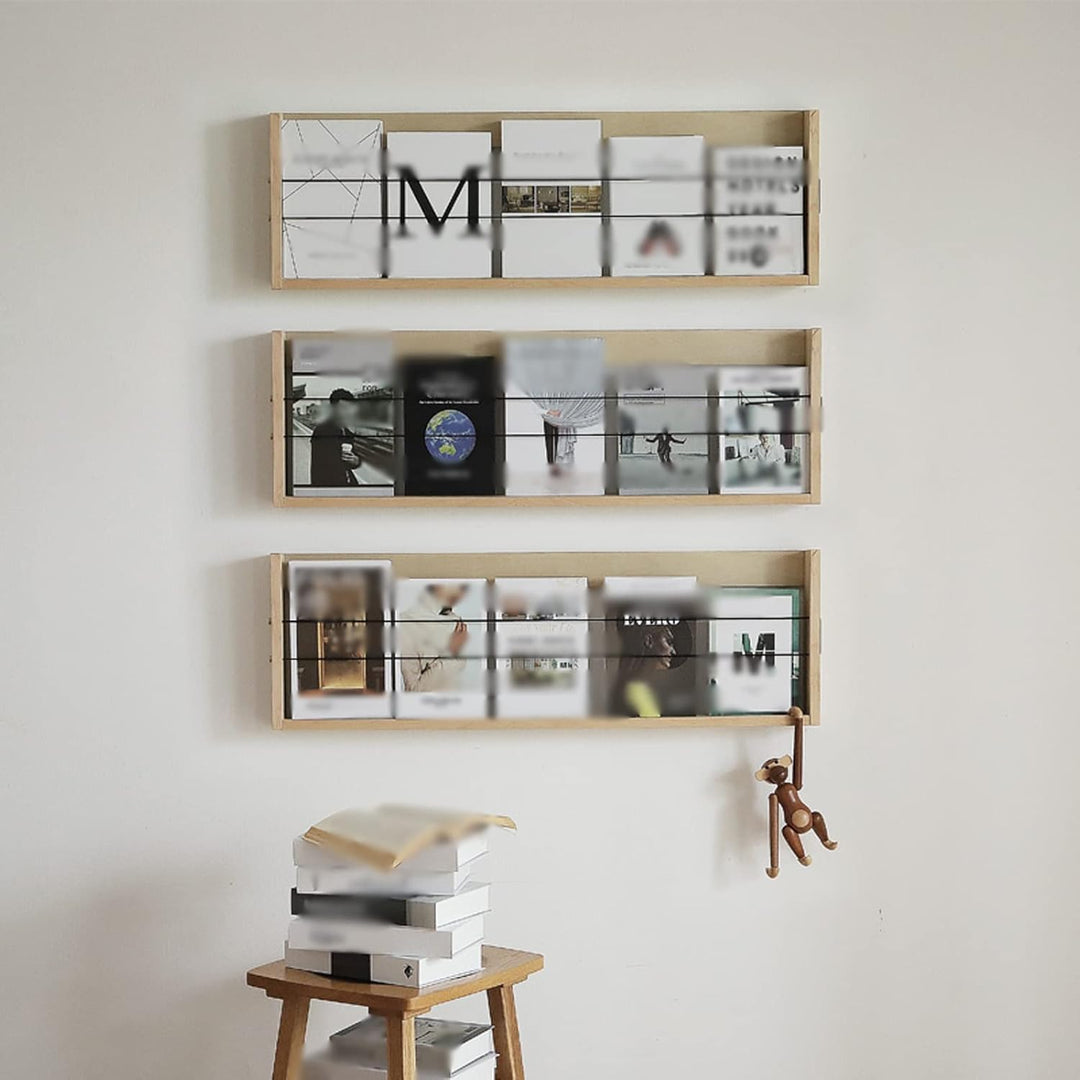 TOMYEUS bücherregal Hölzerne Bücherregal Mehrzweck Wandhänge-Bücherregale Wandlager for Wohnzimmer,