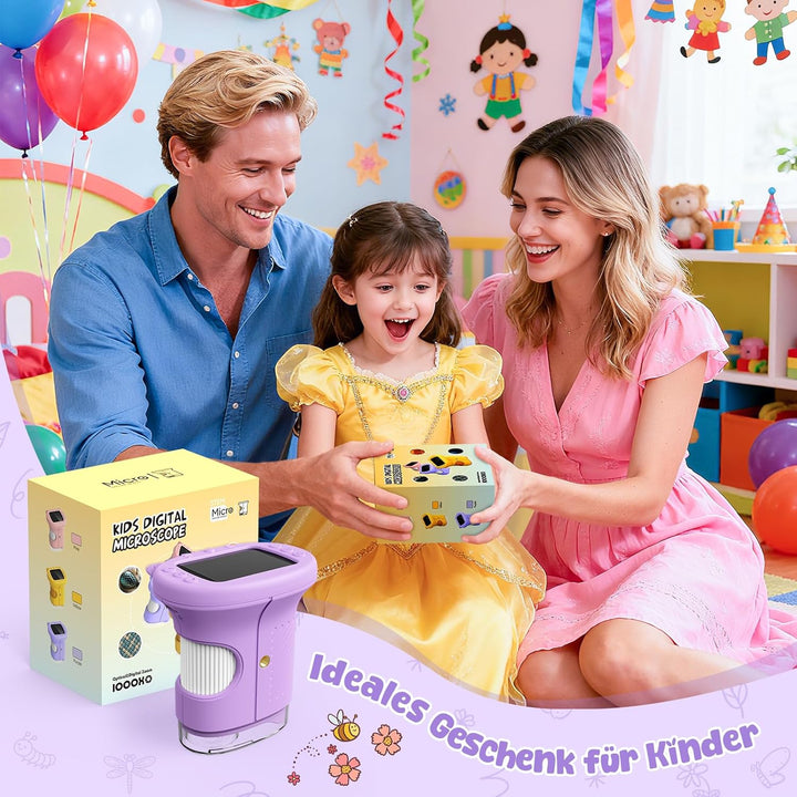2.4" HD Bildschirm Digitales Mikroskop für Kinder, 1000X Mikroskop für Kinder Spielzeug ab 3 4 5 6 7