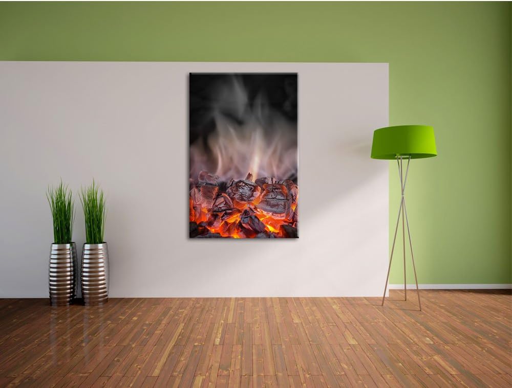 Pixxprint Loderndes Feuer als Leinwandbild/Grösse: 100x70 / Wandbild/Kunstdruck/fertig bespannt, 100