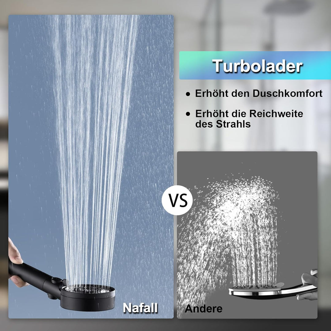 Nafall Duschkopf mit 4 PP Filter, Handbrause Wassersparend, Duschkopf Duschbrause mit 5 Strahlarten