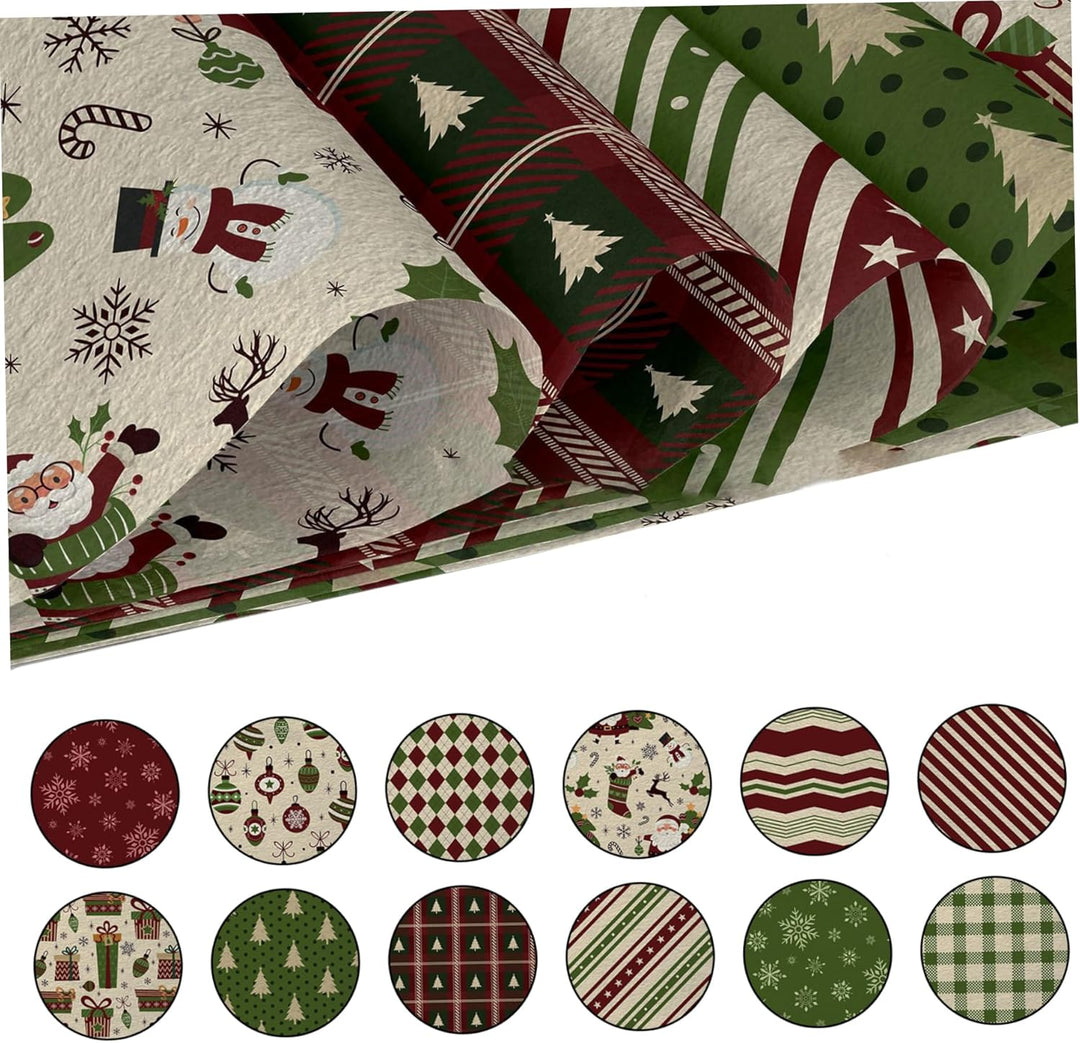 Weihnachtsstoff, 30, 5 x 30, 5 cm, Vintage-Weihnachtsthema, doppelseitiges Scrapbook-Papier für DIY-