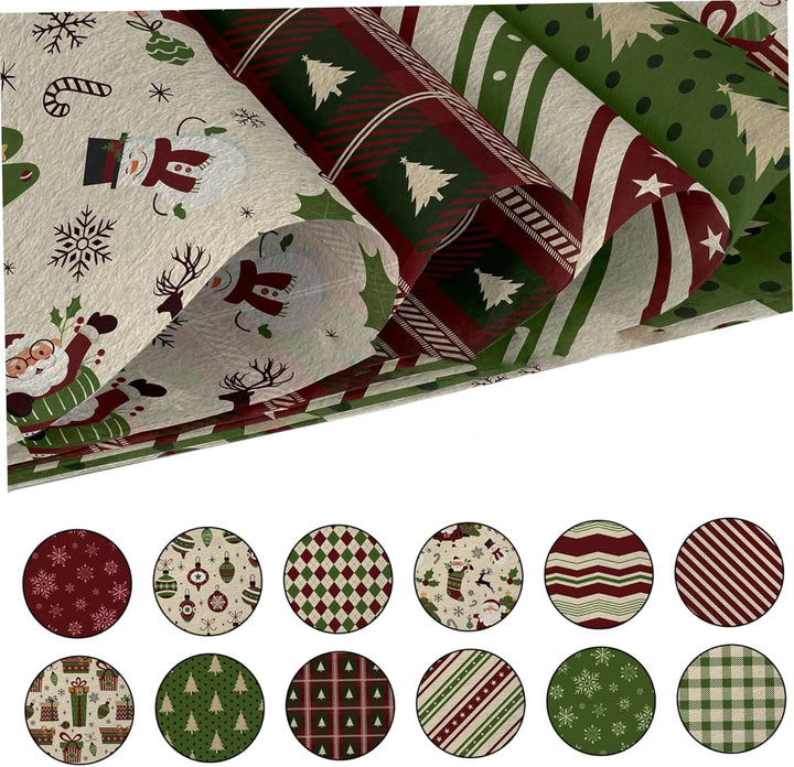Weihnachtsstoff, 30, 5 x 30, 5 cm, Vintage-Weihnachtsthema, doppelseitiges Scrapbook-Papier für DIY-
