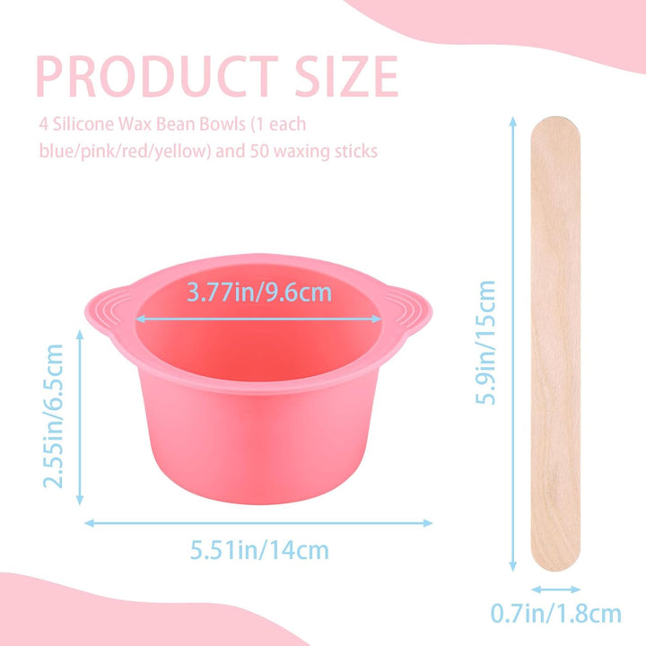 Huakaile 4 Stück Antihaft-Silikon-Wachswärmer Liner mit 50 Stück wiederverwendbaren Sticks, 400 ml S