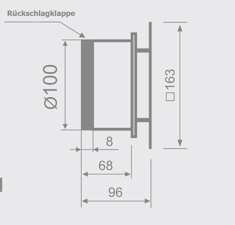 Ventilator Lüfter Badlüfter Mit integrierte Rückschlagklappe Glasfront stark 105 m³/h sehr leise 39