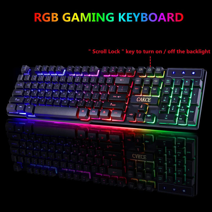 RGB-Gaming-Tastatur und bunte Maus-Kombination, USB-kabelgebundene LED-Hintergrundbeleuchtung, Gamin