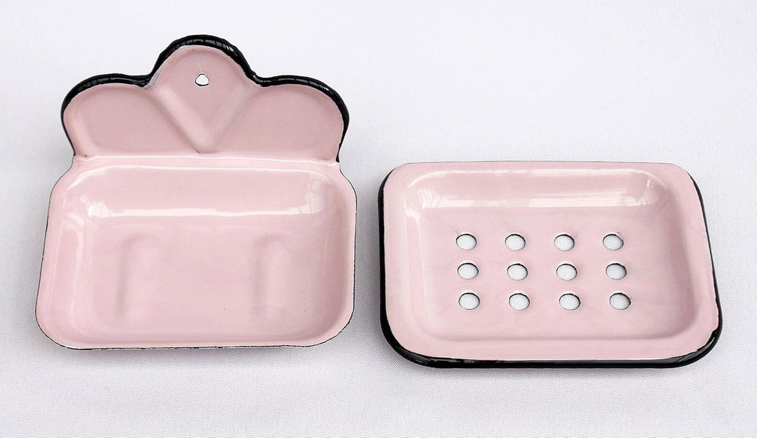 DanDiBo Seifenhalter 618 Rosa Seifenschale 13 cm emailliert Landhaus Emaille Seifenspende, Rosa