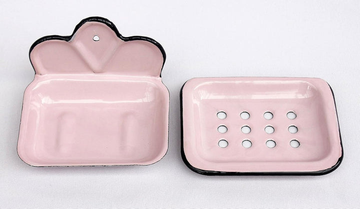 DanDiBo Seifenhalter 618 Rosa Seifenschale 13 cm emailliert Landhaus Emaille Seifenspende, Rosa