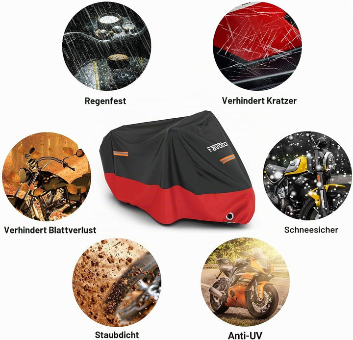Favoto Verbesserte Version Motorradabdeckung Wasserabweisend Motorrad Abdeckplane Outdoor Motorradga