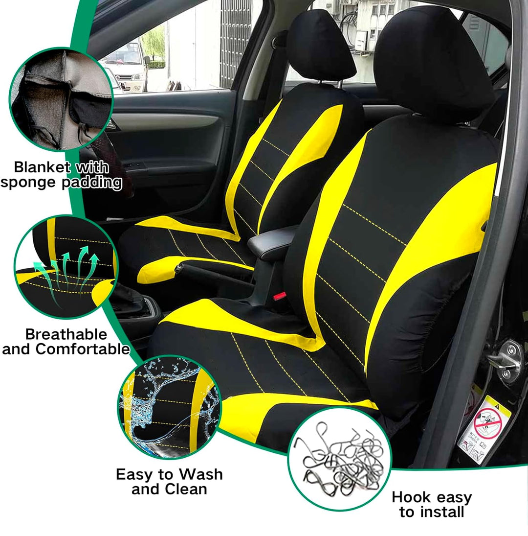 2 Stück Autositzbezüge für Vordersitze,Atmungsaktiv Autositzschoner Airbag-kompatibler Autositzabdec