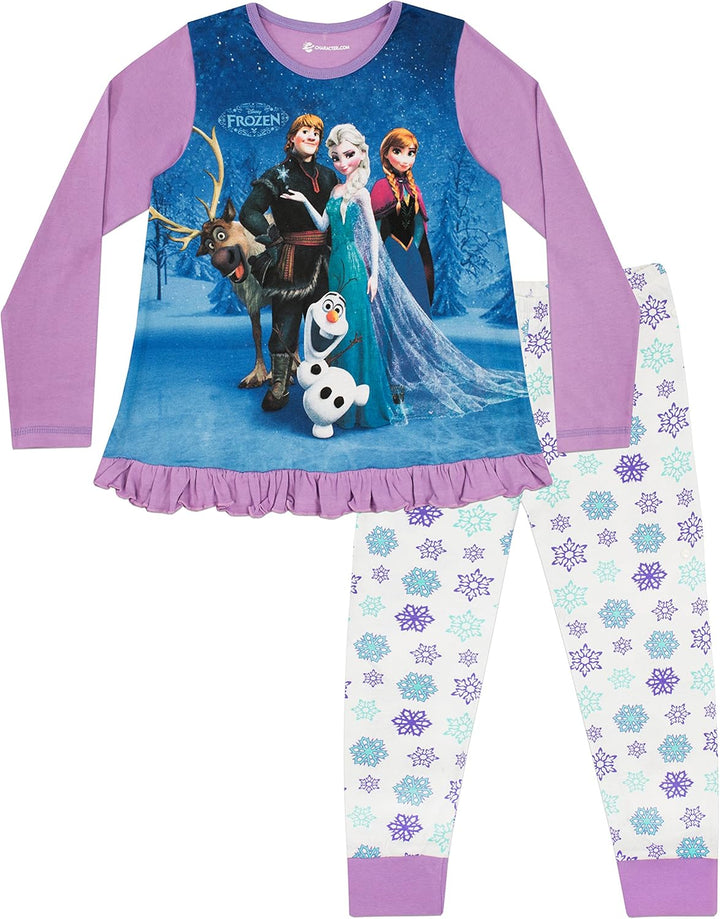 Disney Frozen Schlafanzug | Die Eiskönigin Pyjama Mädchen | Anna ELSA Kristoff Olaf & Sven | Prinzes