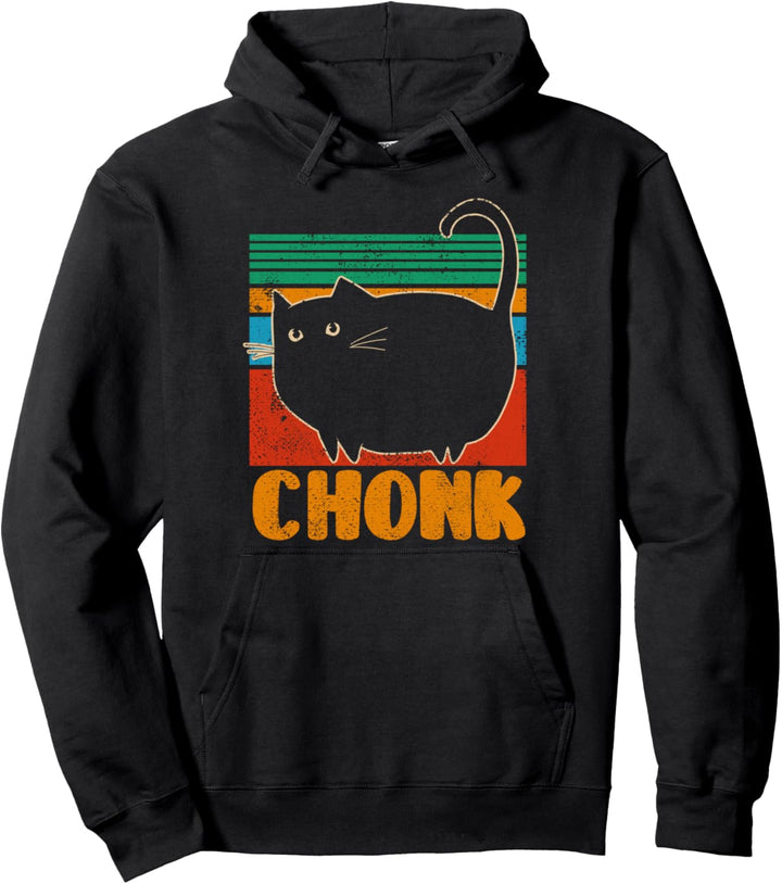 Chonk Cat Funny Retro Style Vintage Cats Chonk Cat Meme Pullover Hoodie