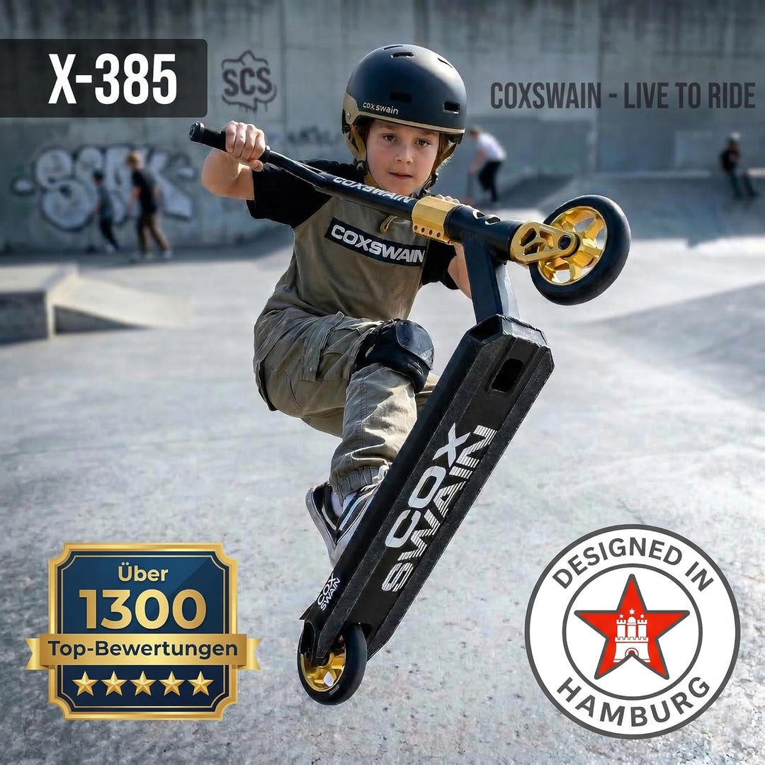 Cox Swain Stunt Scooter X-385, SCS-Kompression, CNC Fork, 100mm PU/Alu Rollen, ABEC 9, Kinder + Erwa