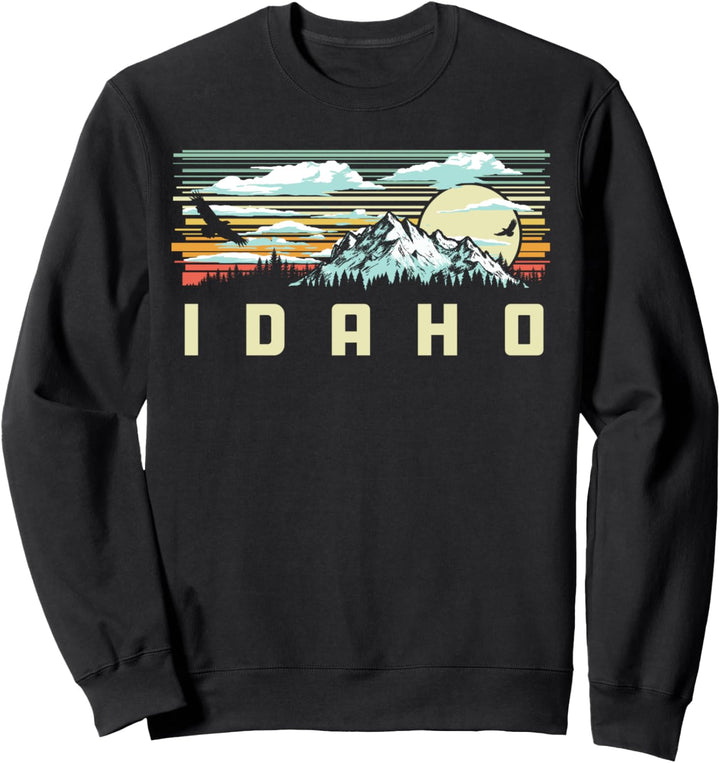 Vintage Vibe Idaho Mountains Outdoors & Nature Graphic Sweatshirt