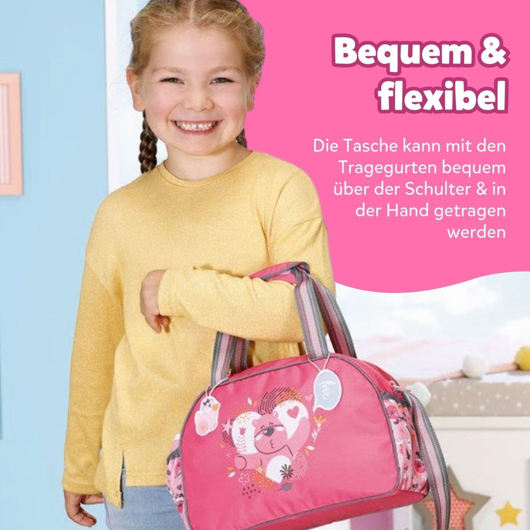 BABY Born Wickeltasche - Puppenwickeltasche in Rosa/Grau - Hochwertiges Puppenzubehör inkl. Wickelun
