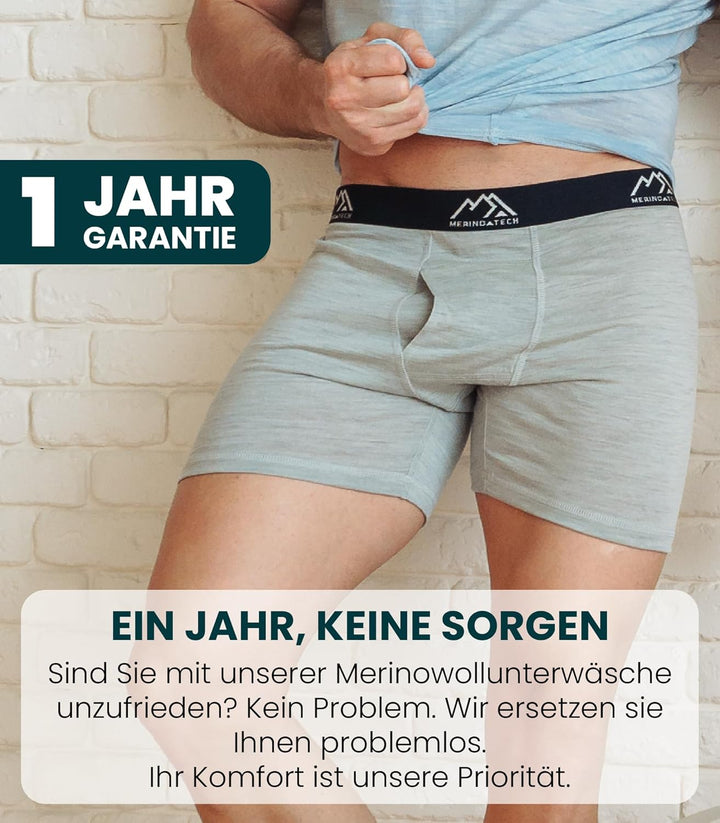 Merino.tech 100% Merino Unterwäsche Herren - Boxershorts Herren Merinowolle, Geruchsfrei Und Feuchti