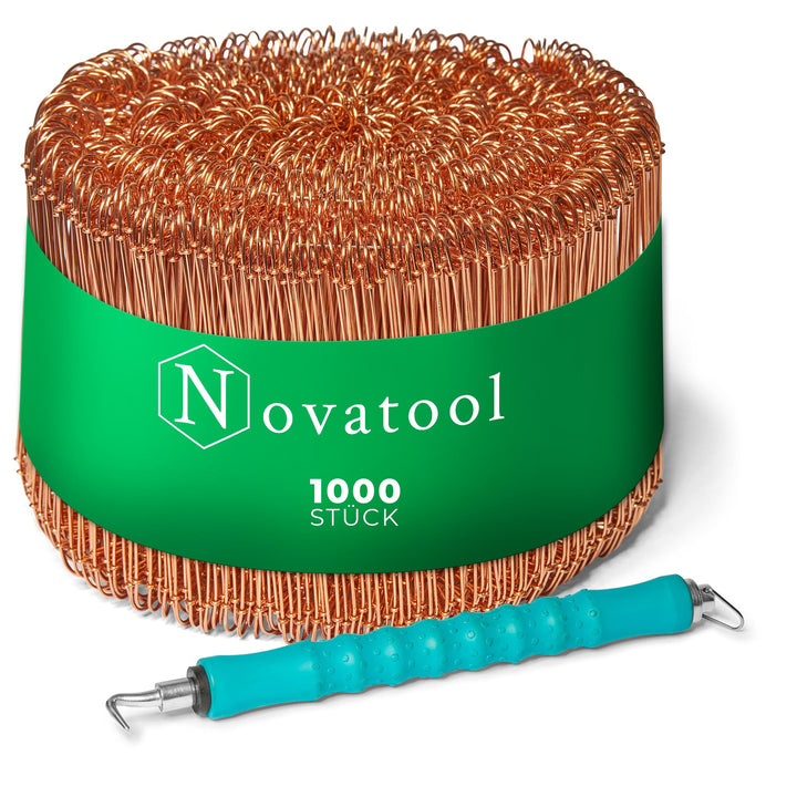 Novatool Drillapparat Driller SW + 1000 Stück Rödeldraht mit Ösen 1 x 160mm Bindedraht verkupfert, D