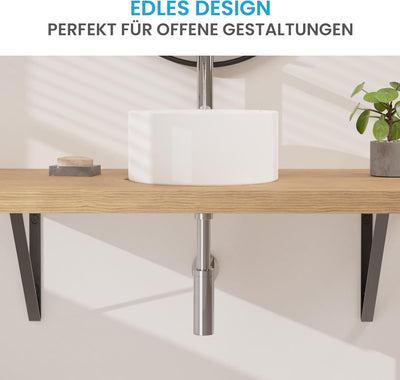 Bächlein Design Siphon Universal für Waschbecken & Waschtisch - Abflussgarnitur passgenau - Geruchsv