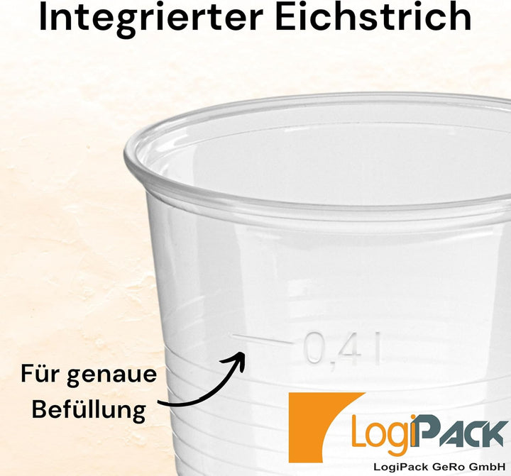 Trinkbecher Made in Germany | Eichstrich 0,4l | Bierbecher Plastikbecher Einwegbecher aus Kunststoff