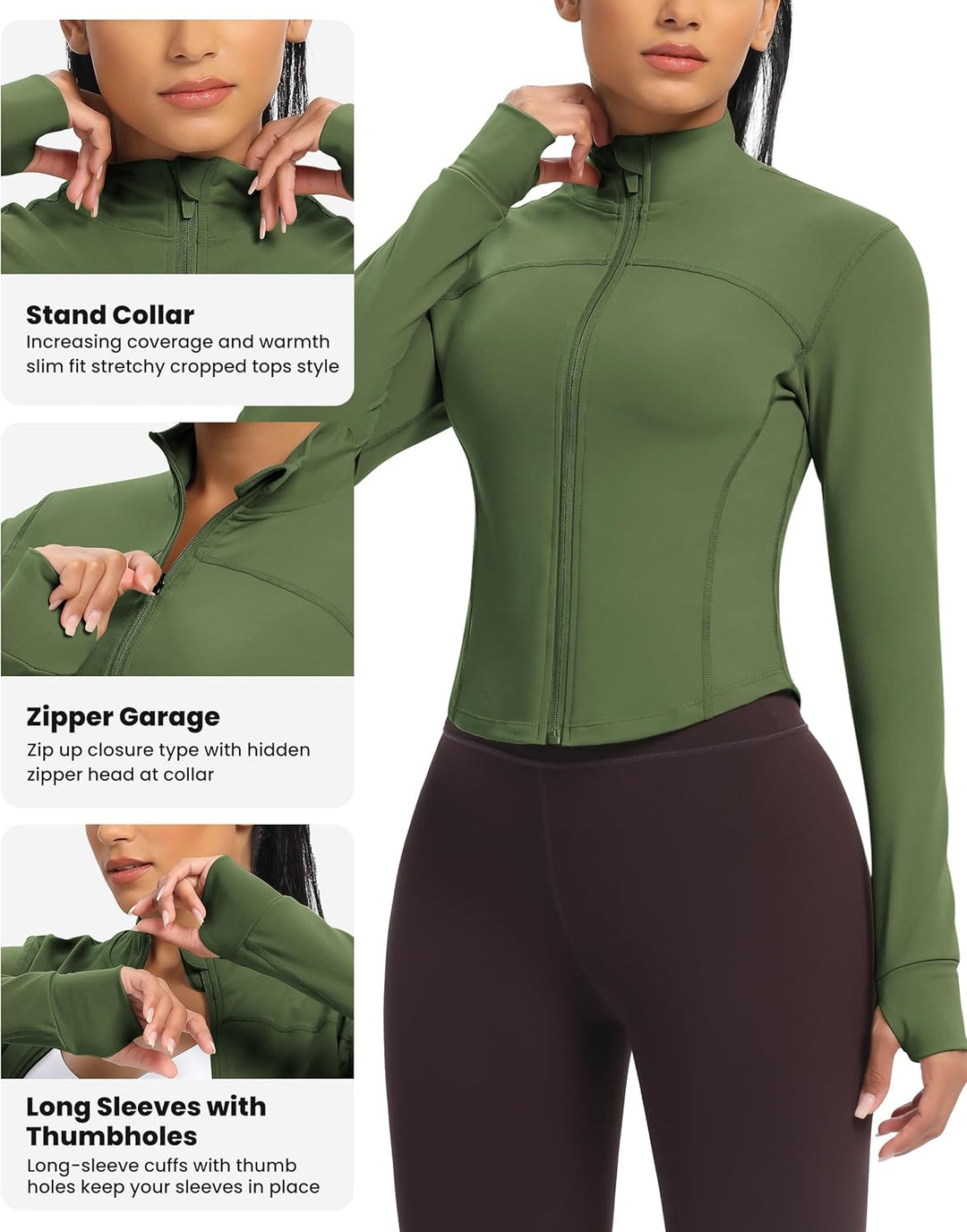 QUEENIEKE Laufjacke Damen Enge Sportoberteil Langarm Atmungsaktive Hoher Kragen Sportjacke Mit Reiss