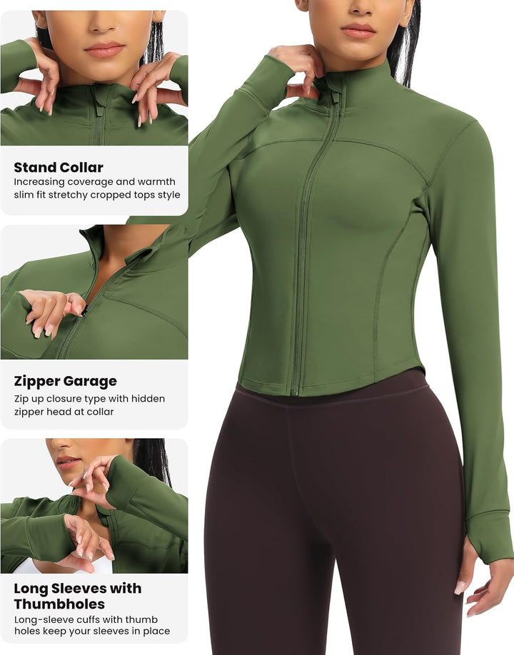 QUEENIEKE Damen Laufjacke Atmungsaktive und Leicht Sportjacke Langarm definieren Jacke mit Daumenloc