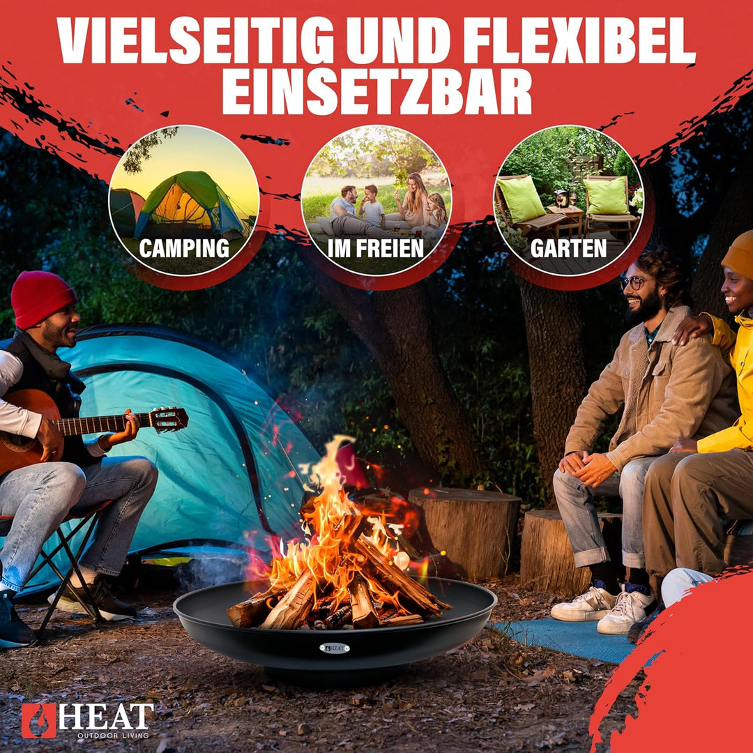 Feuerschale Ø80cm Schwarz - BBQ Feuerschalen für den Garten - Feuerstelle Outdoor & Feuertonne - Ter