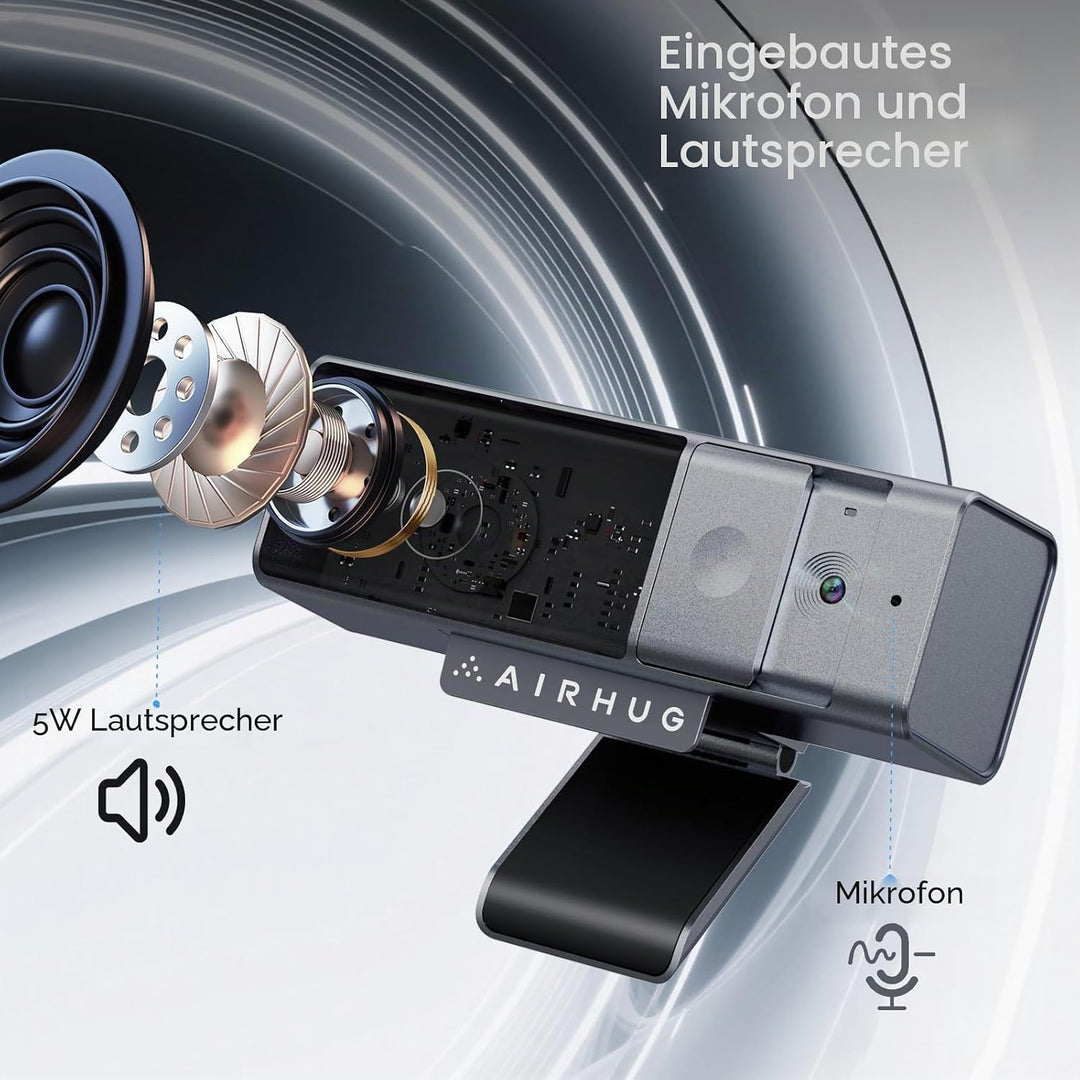 AIRHUG 3 in 1 1080P Webcam mit Mikrofon & Lautsprecher, USB Kamera für Videokonferenzen/Online-Klass