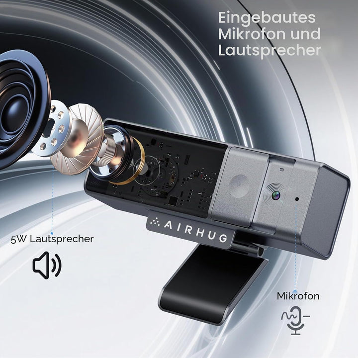 AIRHUG 3 in 1 1080P Webcam mit Mikrofon & Lautsprecher, USB Kamera für Videokonferenzen/Online-Klass