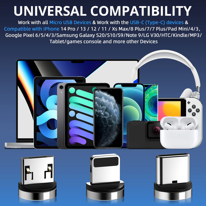 USB C kabel [4Pack 1m+2m+2m+3m] Red 3 in 1 ladekabel magnetisch 540-Grad-Drehung 3A Schnelllade & Da