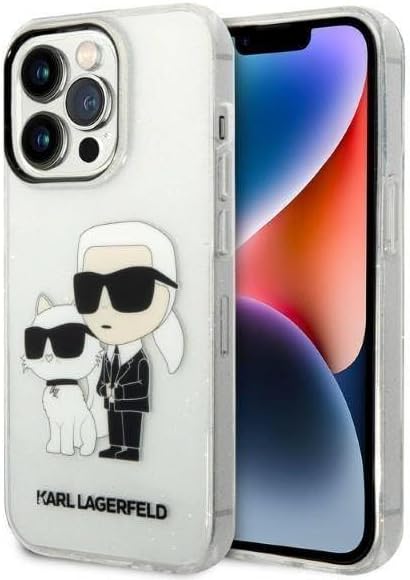Karl Lagerfeld KLHCP14LHNKCTGT Hülle für iPhone 14 Pro 6,1" transparent hardcase Gliter Karl&Choupet