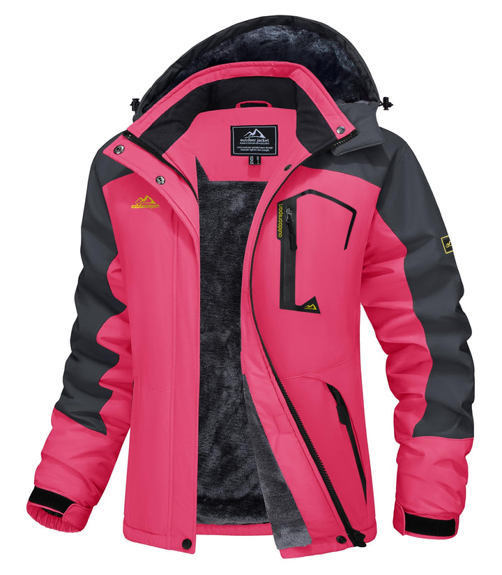 MAGCOMSEN Winterjacke Damen Softshell Funktionsjacke Wasserabweisende Outdoor Ski Jacke Fleece Windd